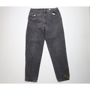 Vintage 90s IOU Mens 38x34 Distressed Relaxed Fit Tapered Leg Denim Jeans Black